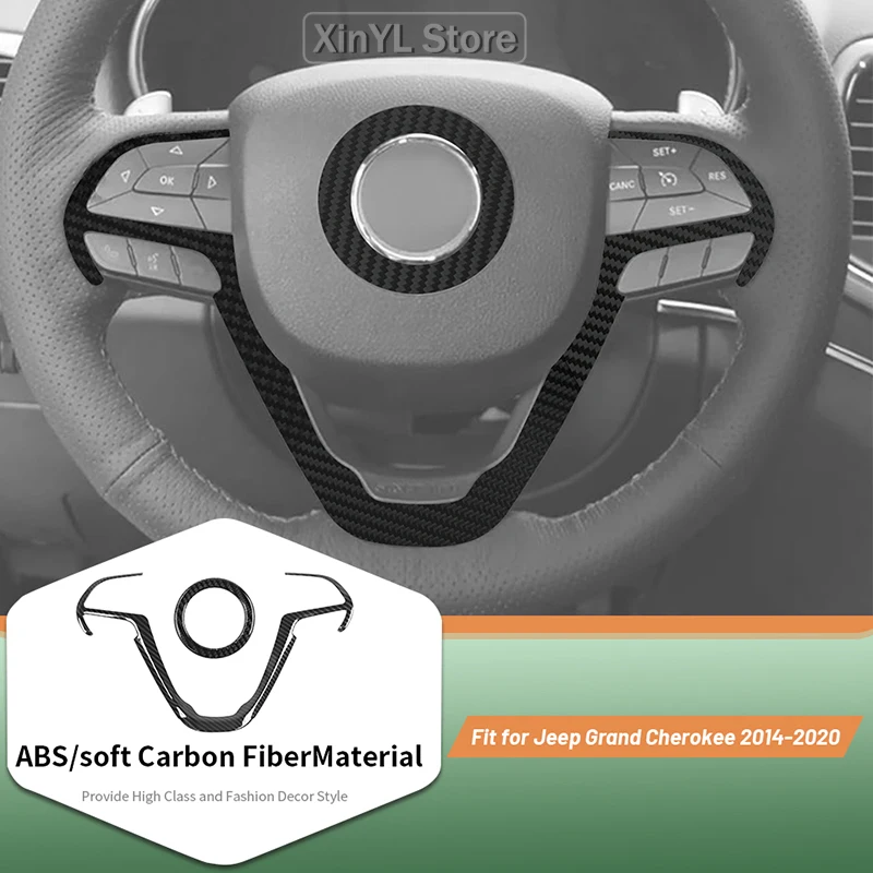 

Interior Decoration-Steering Wheel Trim Cover Accessories For Jeep Grand Cherokee 2014-2020 Carbon Fibres Style