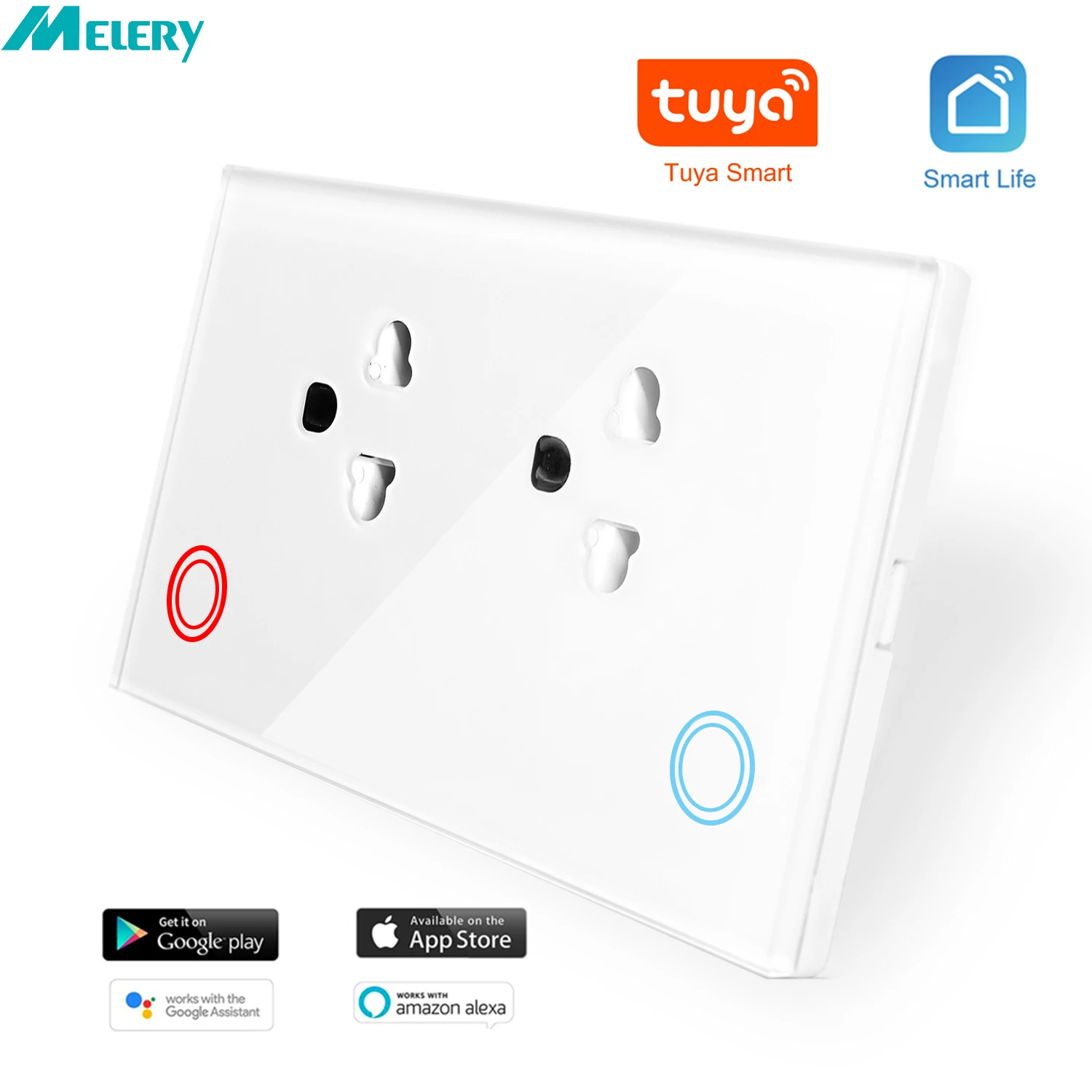 

Melery WIFI Smart Tuya Розетка Мониторинг мощности Сенсорная стеклянная панель Таиланд ЕС Розетка Голосовое дистанционное управление Приложение Alexa Google Home
