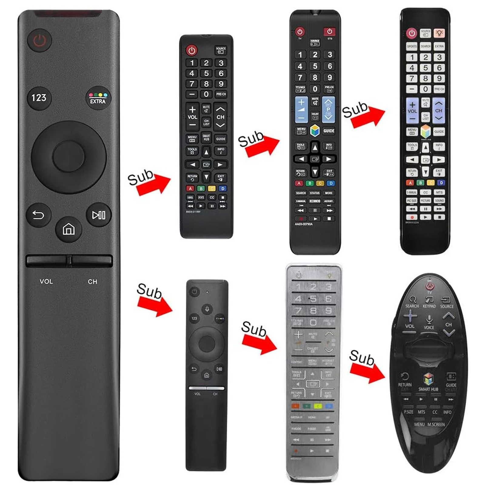 BN59-01259B BN59-01259D BN59-01259E BN59-01260A BN59-01266A REPLACEMENT FOR SAMSUNG UNIVERSAL REMOTE CONTROL HD 4K SMART TV