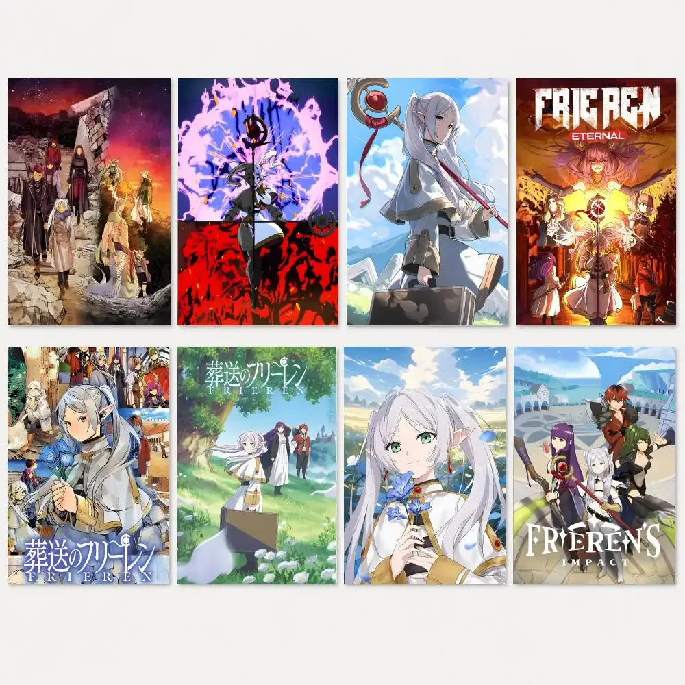 Anime F-FriERen Poster Self Adhesive Wall Stickers Removable Room Decor Aesthetic Space Murals Fancy Gift