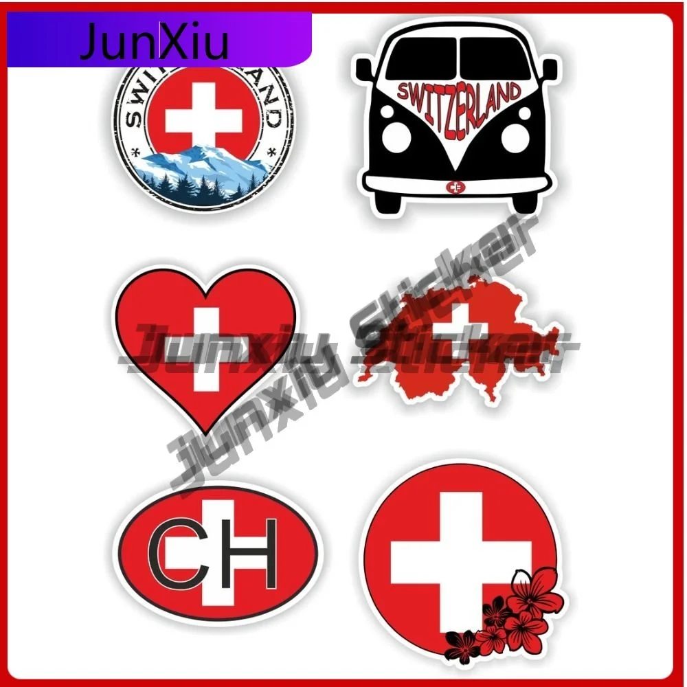 

Switzerland Flag National Emblem Sticker Custom Waterproof Decorative Decals Suv Sun Shade For Car Window Decoration Funny Motor