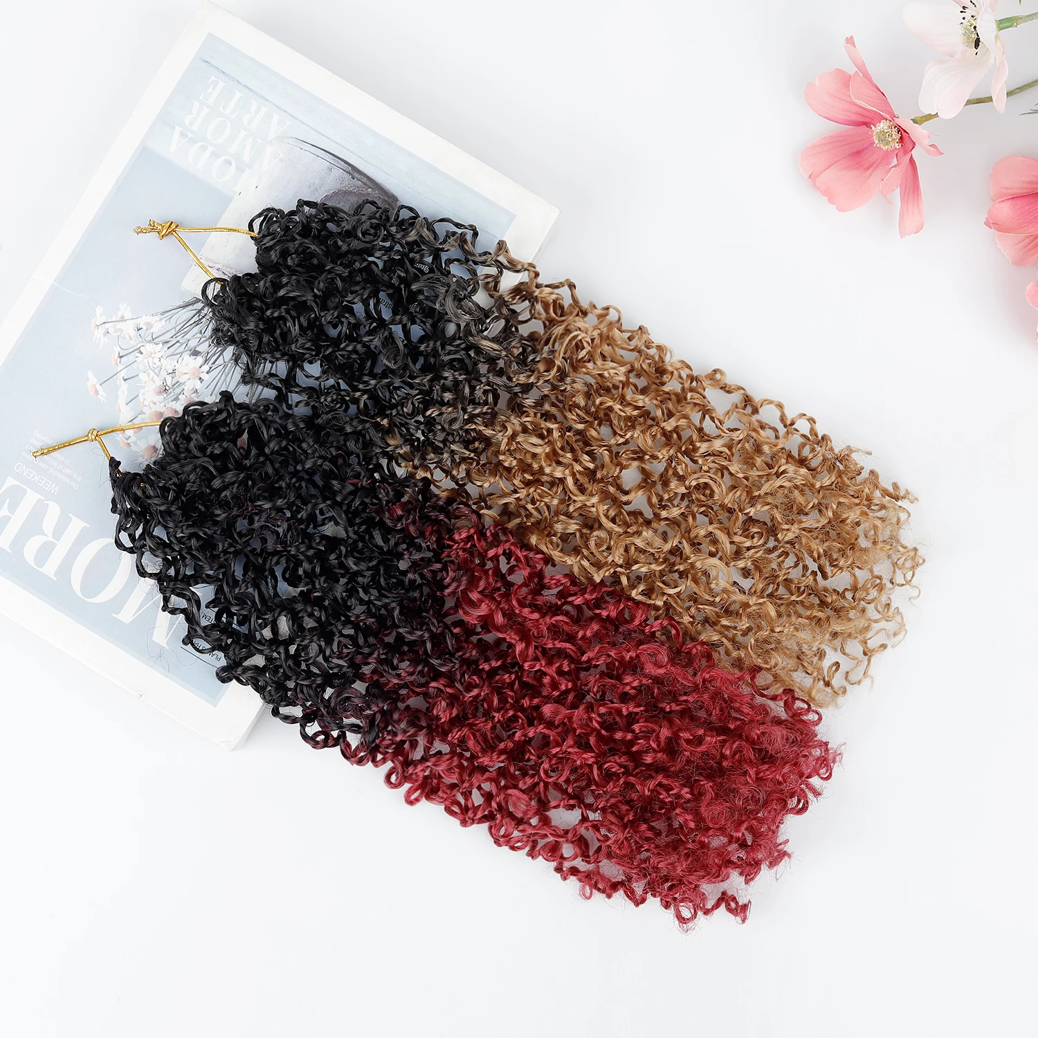 Yanky Twist Crochet Hair  Extensions Pre-Twisted Small Curly Synthetic Braids Bouncy Curls for Women Braiding Hair