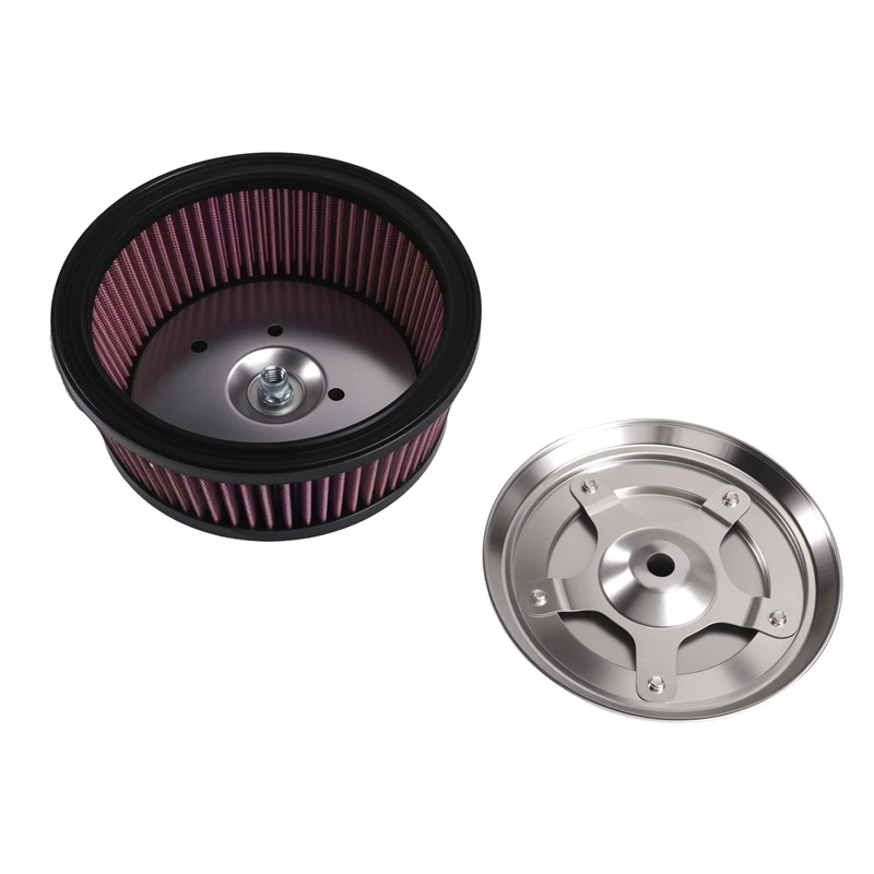 Super Sale Air Cleaner Chrome Cover & 6-Hole & Red Filter Element Kit for Harley Touring Dyna Wide Glide FXDWG