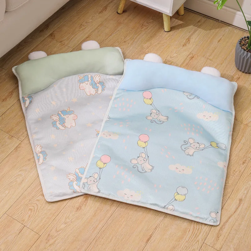 Alfombra refrescante con almohada para mascotas – Gatos y perros pequeños de verano