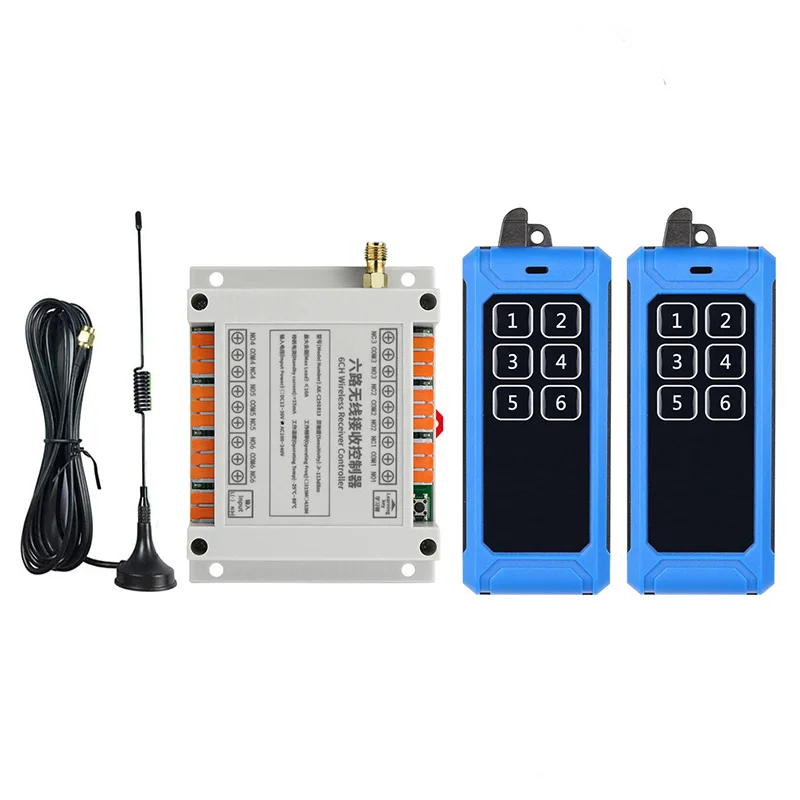 1000m DC12V 24V 36V 6CH 30A Relay RF Wireless Remote Control Switch Receiver Transmitter Suction Antenna For LED Light or Motor