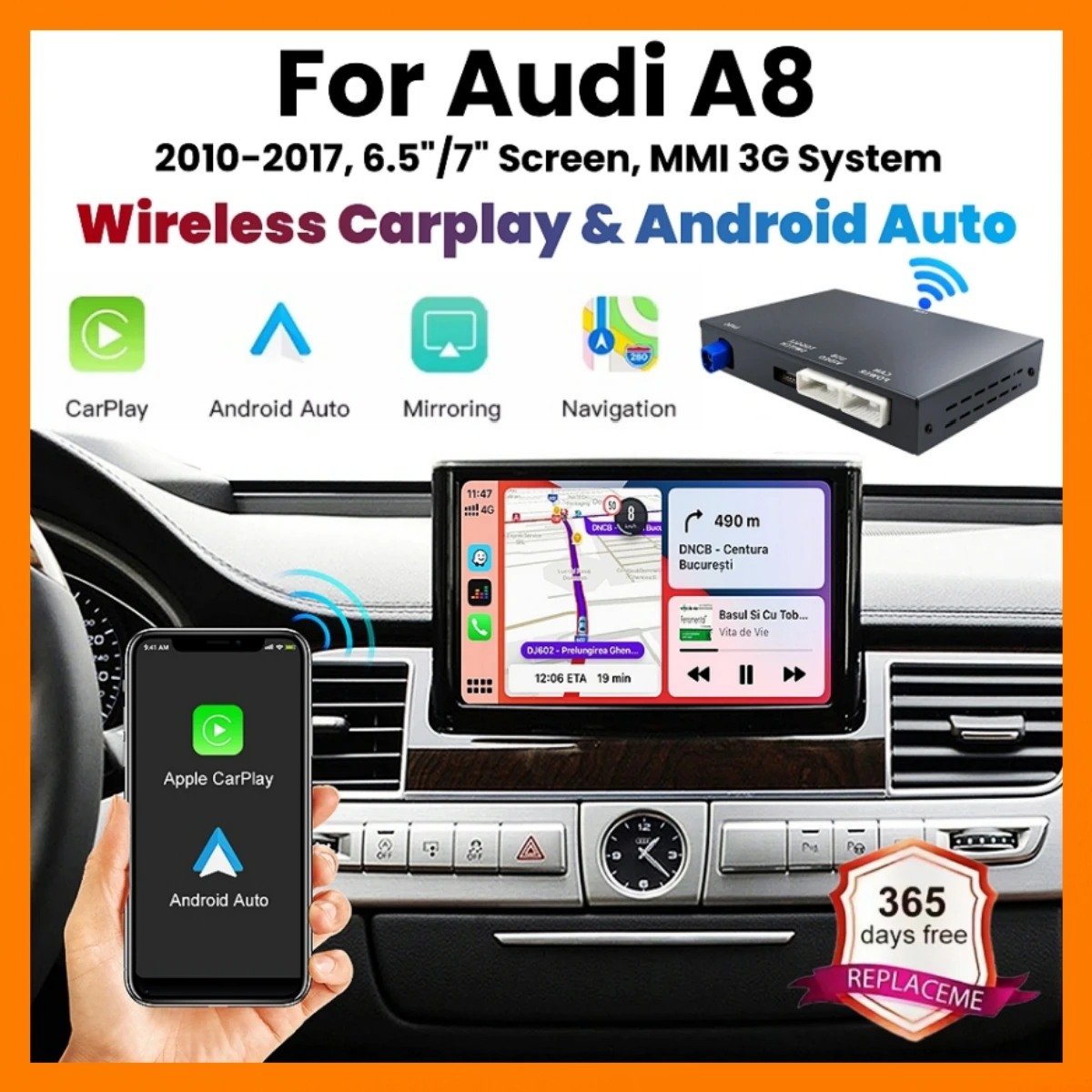 OEM Screen Upgrade Decoder Box for Audi A8 2010-2017, 6.5