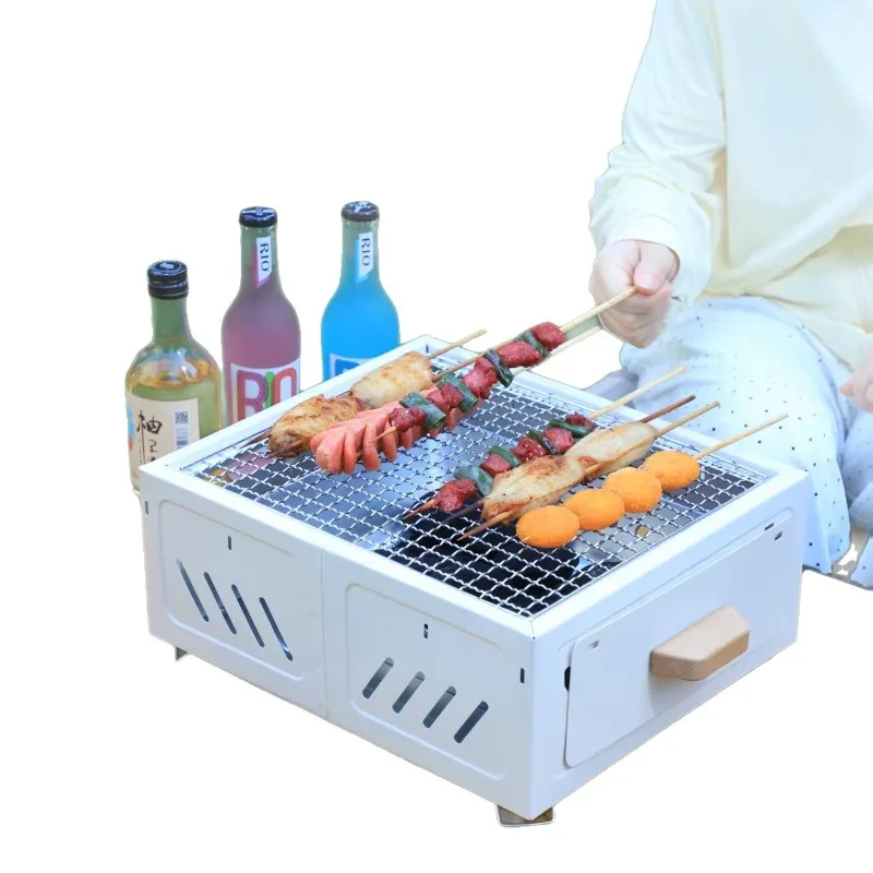 Portable Charcoal BBQ Grill Square Enclosure Stove Outdoor Camping Household Courtyard Barbecue Grill Easy Clean for Tea Cooking view 5
