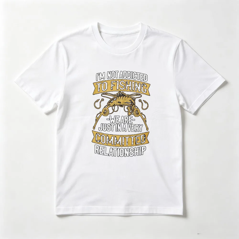 Men's Funny Fishing T-shirt Addicted To Fishing Grandpa Dad Gift TShirt Casual Fashion Loose Breathe Comfort Soft Y2k Clothing