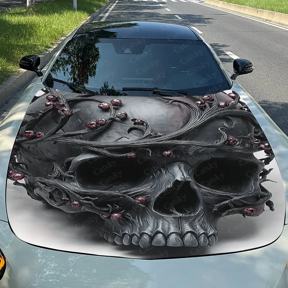 Thrilling Skeleton Car Hood Stickers, Waterproof And Wear-resistant Decorative Stickers, Car Film Stickers, Decorative Scratch M