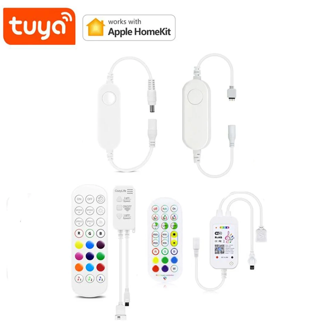 Kontroler taśm LED Tuya, kontroler Homekit Smart Home RGB Led, interfejs DC/4pin przełącznik Wifi dla 12V 5050/2835 COB Neon Light