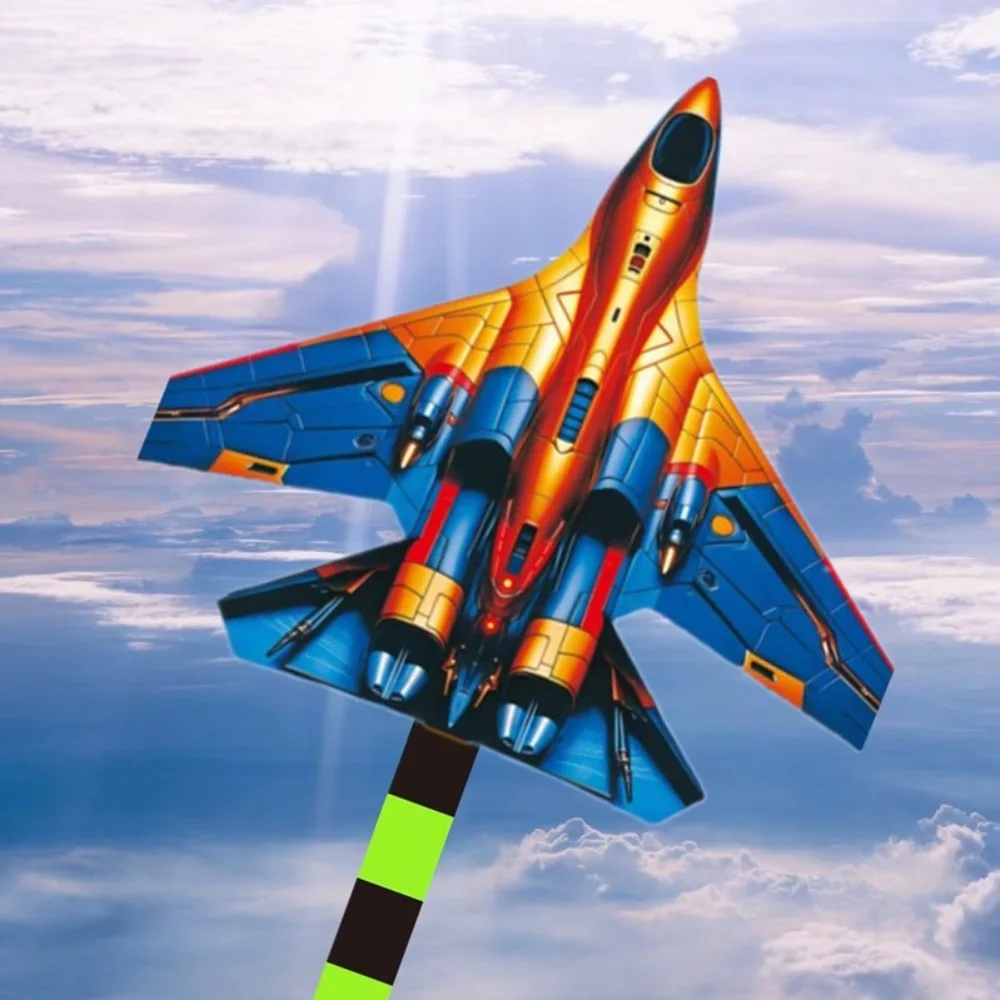 Fácil de voar pipas de avião bom vôo preto lutador grande delta kite 1.4/1.6m com 100 metros linha kite ao ar livre voando criança & adulto