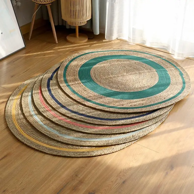 Water Grass Hand-Woven Carpet Straw Jute Carpet Hotel Garden Style For Living Room Coffee Table Bedside Floor Mat Round Rug