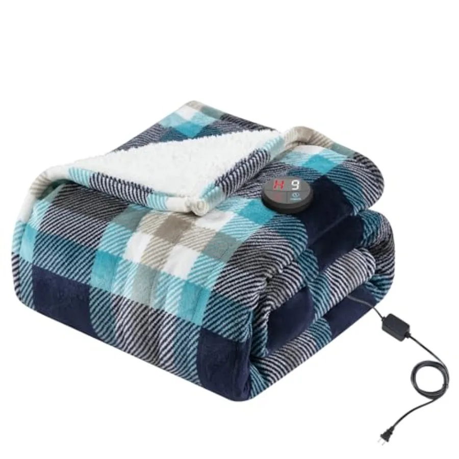 

Heated Blanket Electric Throw 50''X60''- Electric Throw Blanket with One Touch Button 10 Heating Level and 9 Time Settings Heat