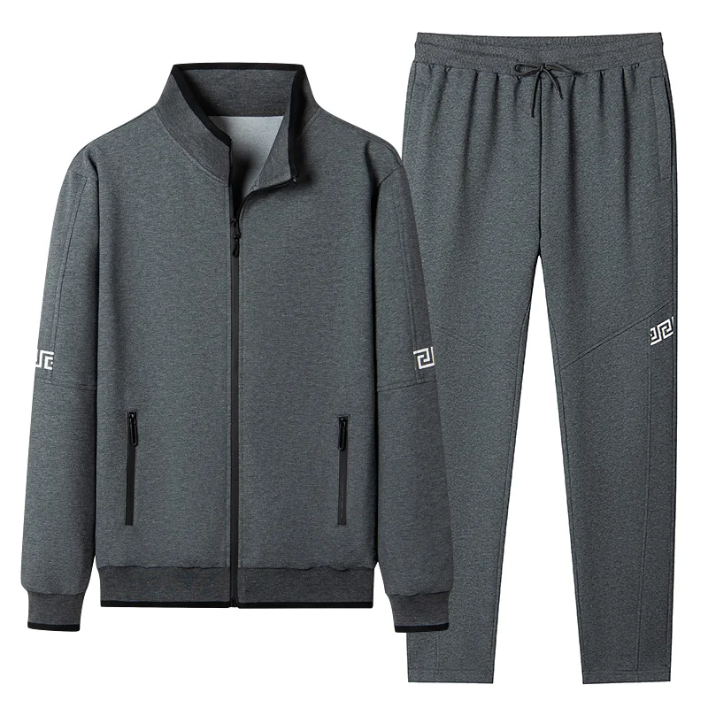 Autumn New Men's Sports and Leisure Suits Stand Cardigans Middle-aged and Elderly Sweatshirt Suits