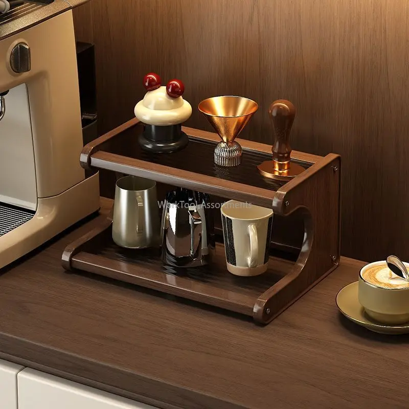 Simple desktop trapezoidal shelf stepped layered water cup tea set kitchen three-story rental house desktop storage rack