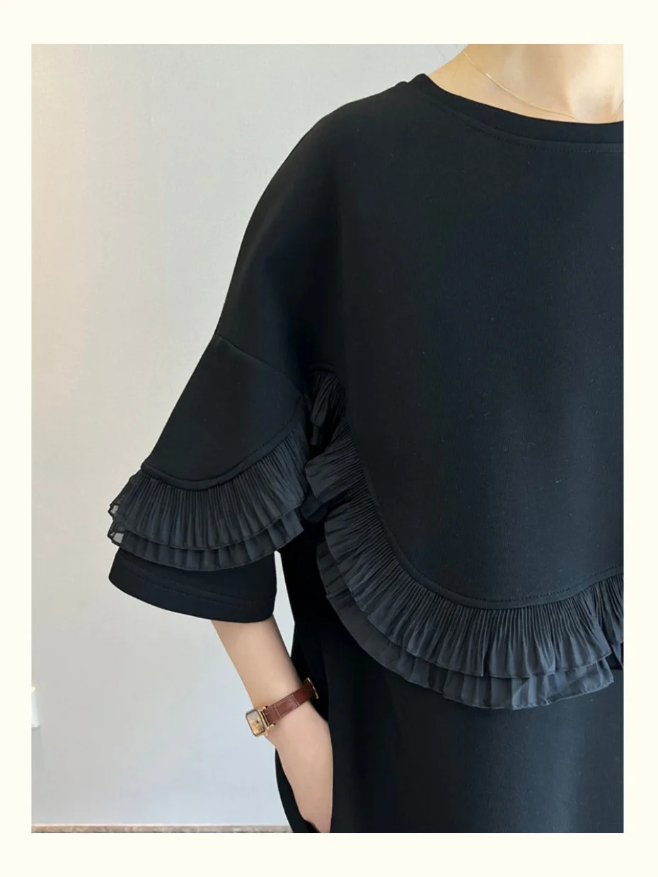 Lâche décontracté ort Sve t-shirt Dr femmes grande taille coréen Sle été Design Sense Dr a-ligne jupe coton mélange