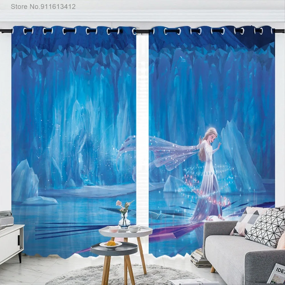 Disney Kids Room Window Curtain Disney Frozen 2 Panels Drapes Set Elsa Anna Princess Blackout Curtain Custom Home Textiles