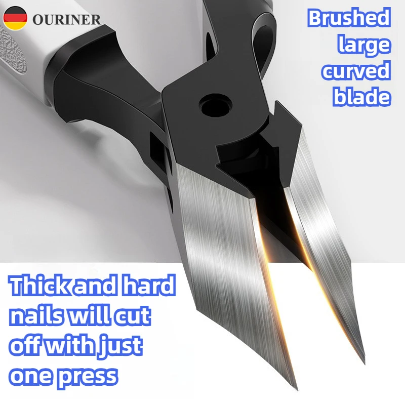 Large Opening Extended Diagonal Blade Anti-Splash Thick & Curved Toenail Clippers Ergonomic Grip for Precise Cutting, Durable