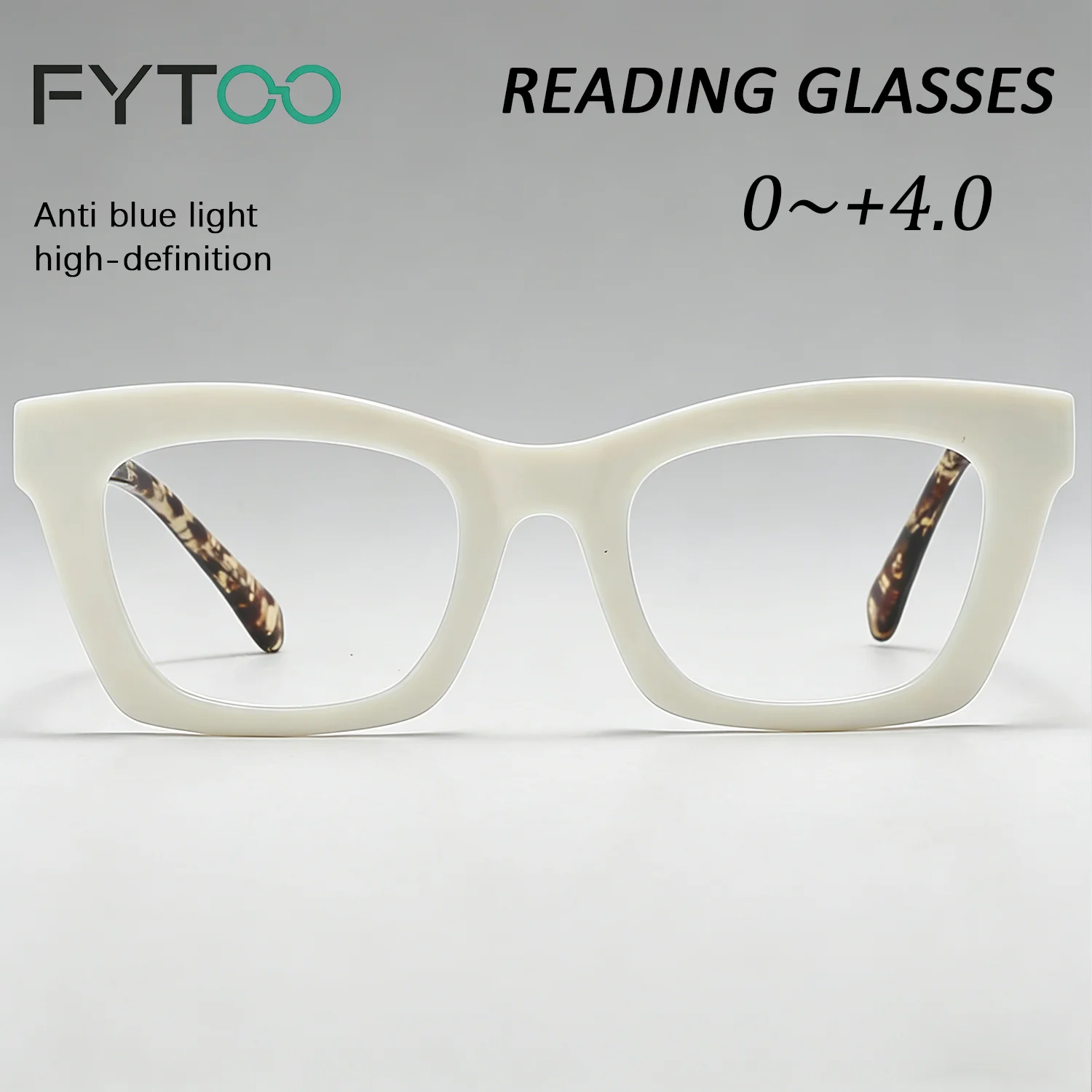 

FYTOO Unisex Fashion Glasses, white lightweight TR square frames, blue light blocking, essential for trendy styles.