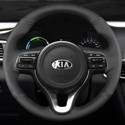 Custom Car Steering Wheel Braid Cover Genuine Leather 100% Fit For Kia Sportage 4 KX5 2016 2017 K5 2016 2017 Car Accessories