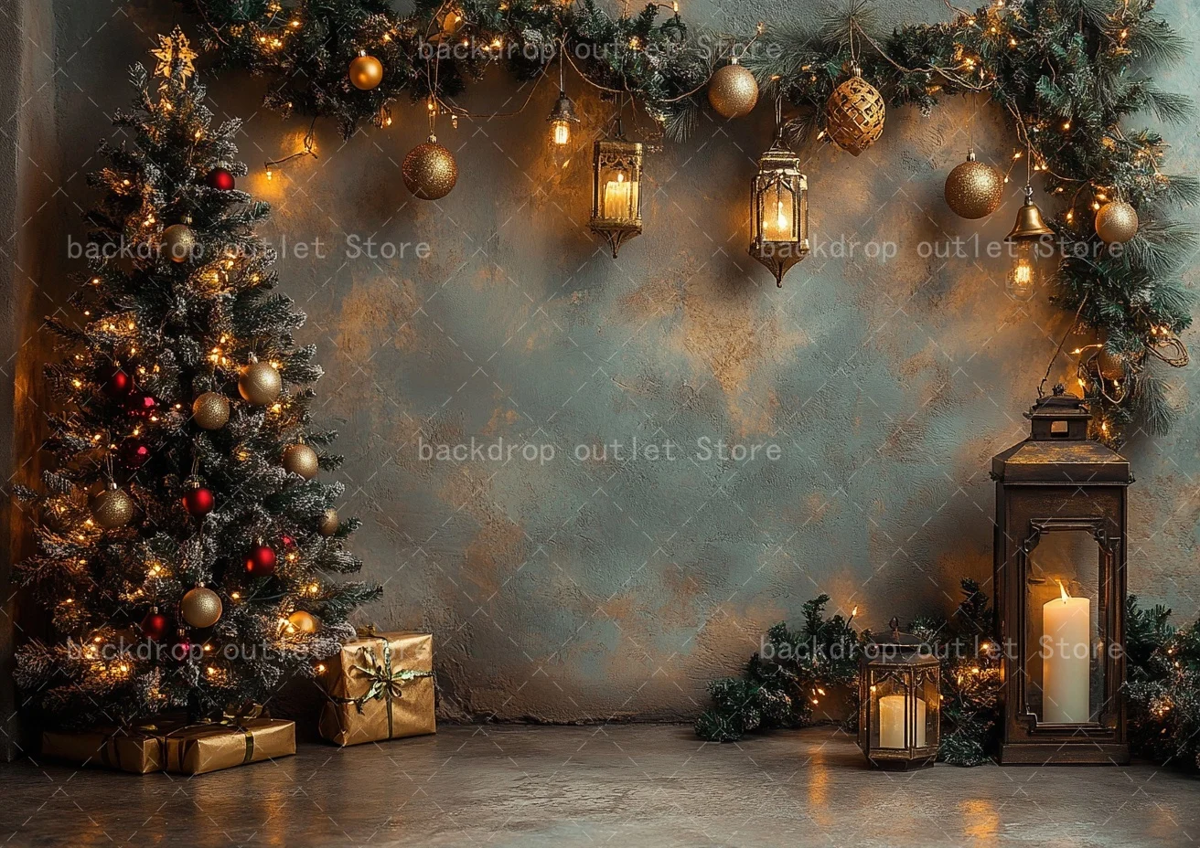 Mehofond عيد الميلاد التصوير خلفية خمر جدار أضواء شجرة عيد الميلاد الاطفال الأسرة فوتوكول عطلة خلفية صور الدعائم