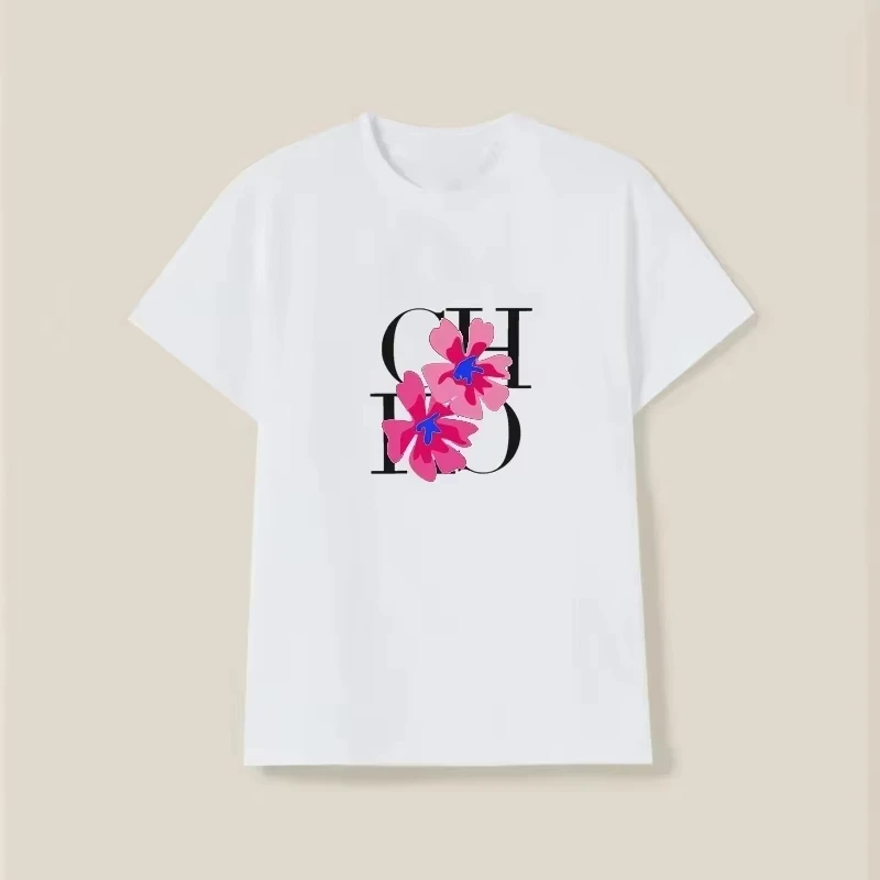 The 2025 New Brand's High-end Short-sleeved T-shirt Is Versatile For Autumn And Winter, With A Stylish And Slimming Print