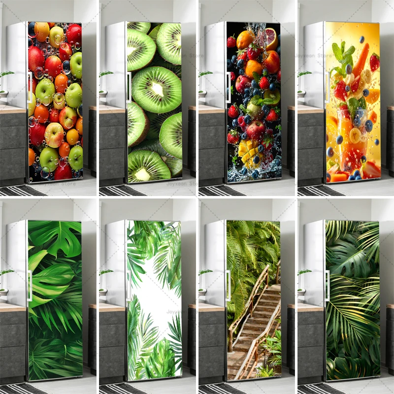 Plant Fruit Refrigerator Sticker Kitchen Decoration Removable Waterproof Sticker Summer Home Decor Mural