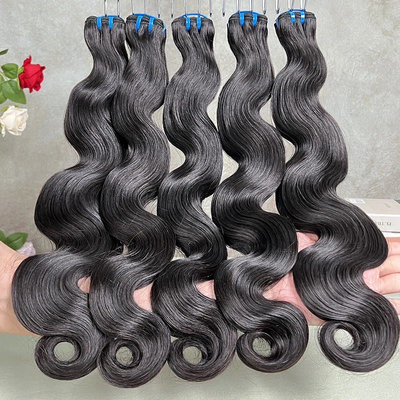 

30-дюймовые пучки объемной волны, необработанные пучки натуральных необработанных человеческих волос, свободные, свободные, глубокие волны, наращивание волос, натуральный цвет # 1B