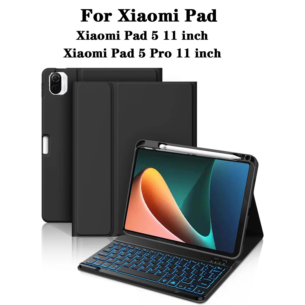 

Keyboard Case for Xiaomi Pad 5 11 lnch, For Xiaomi Pad 5 Pro 11 lnch Tablet Case with Pencil Holder and Bluetooth Keyboard