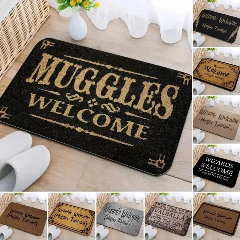 VIKAMA Felpudo Antideslizante de Bienvenida para Muggles, Alfombra de Entrada Resistente y Fácil de Limpiar para Sala de Estar, Tapete Decorativo Estilo Harry Potter