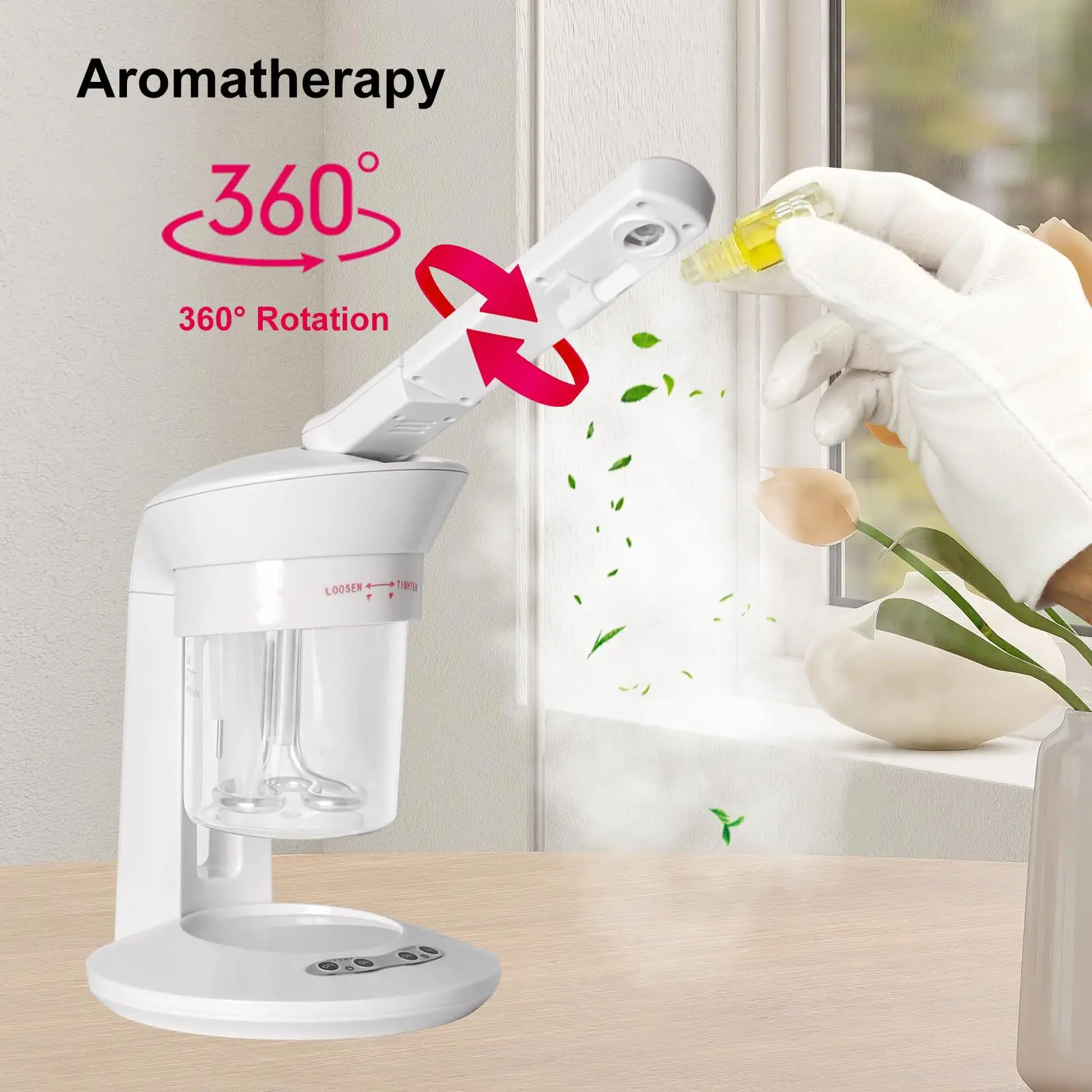 เครื่องพ่นไอน้ำโอโซนร้อนสำหรับผิวหน้า เครื่องเพิ่มความชื้นแบบละอองอุ่น ทำความสะอาดรูขุมขนอย่างล้ำลึก เครื่องพ่นไอน้ำนาโนสำหรับดูแลผิวหน้า ใช้ได้ทั้งในร้านเสริมสวยและที่บ้าน