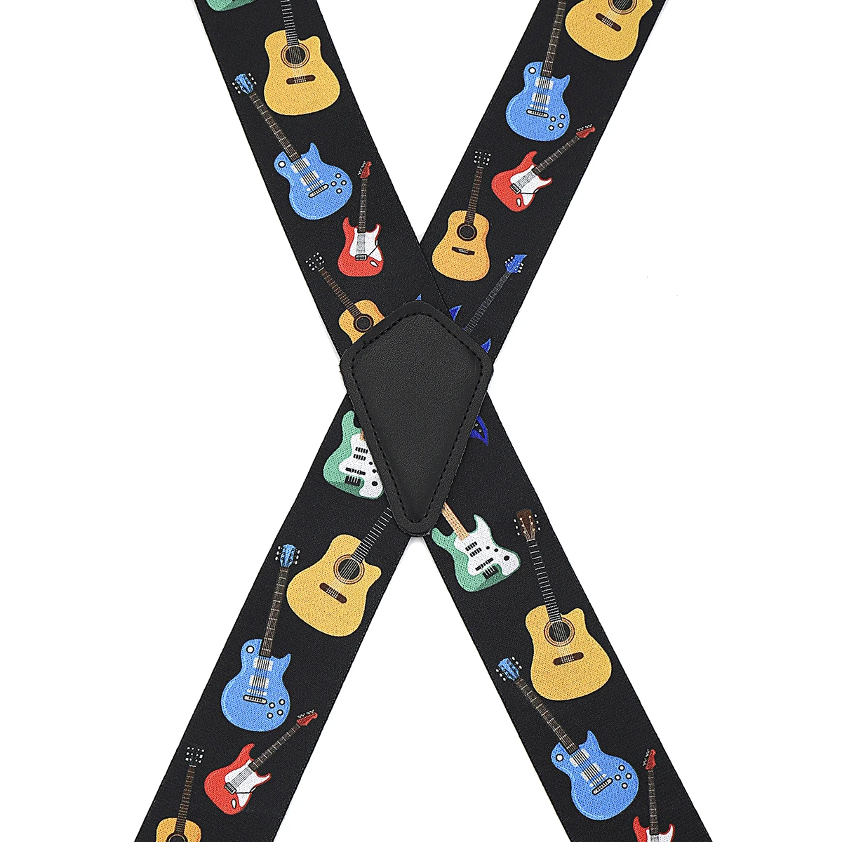 Adjustable Elastic Suspenders with Musical Instrument Patterns for Dress Pants and Suits