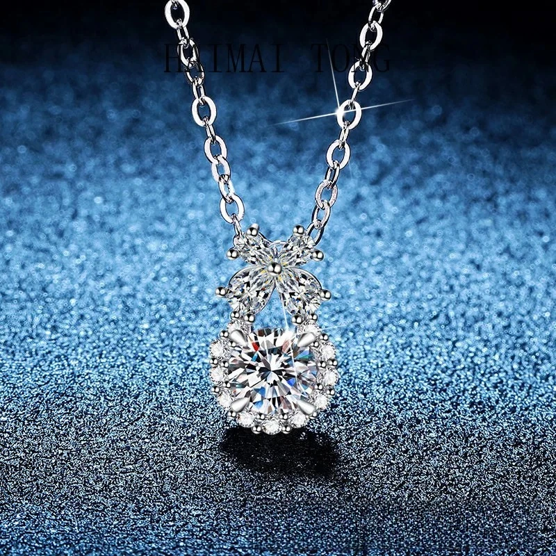 

HAIMAITONG PT950 Platinum Original Moissanite Necklace Women's Flower Perfume Bottle Premium Moissanite Necklace Women