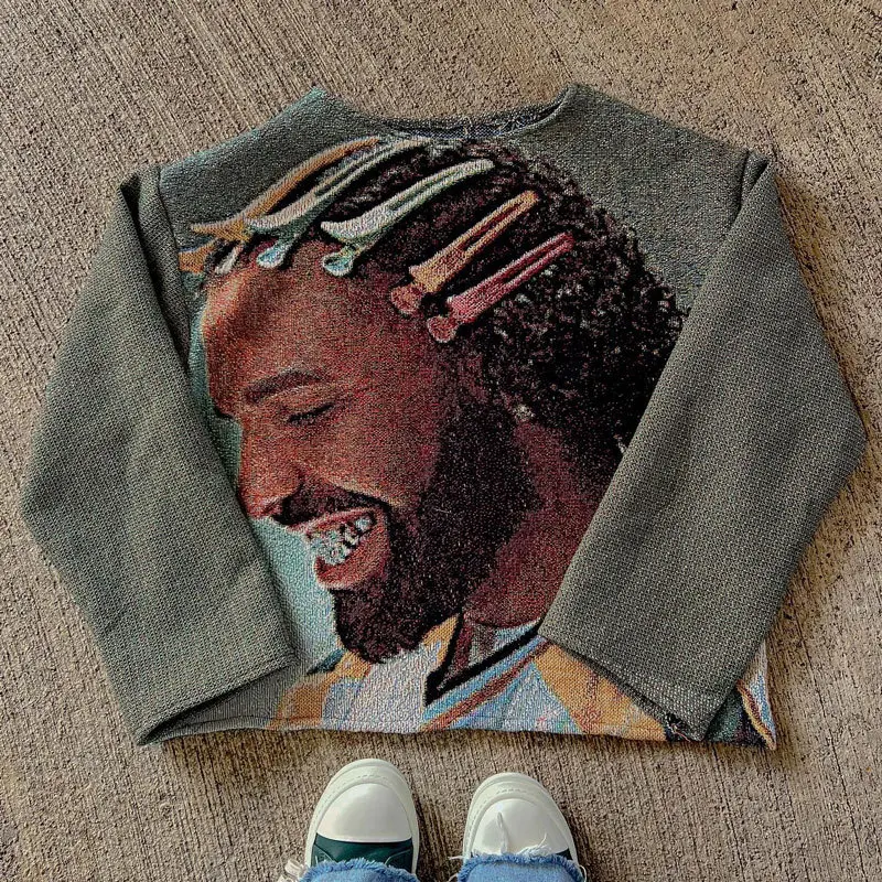 

Мужская толстовка с портретным принтом, футболка унисекс из махровой ткани, повседневные мужские топы в американском стиле