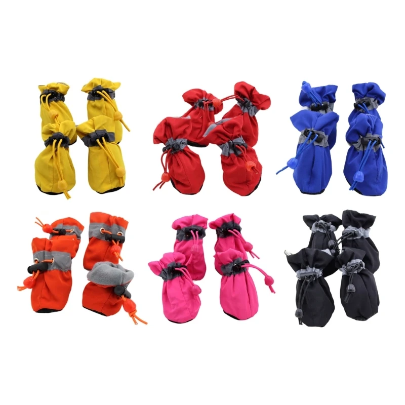 

4Pcs Dog Socks Feet Cover Protective Dogs Shoes Booties with Adjustable Drawstring