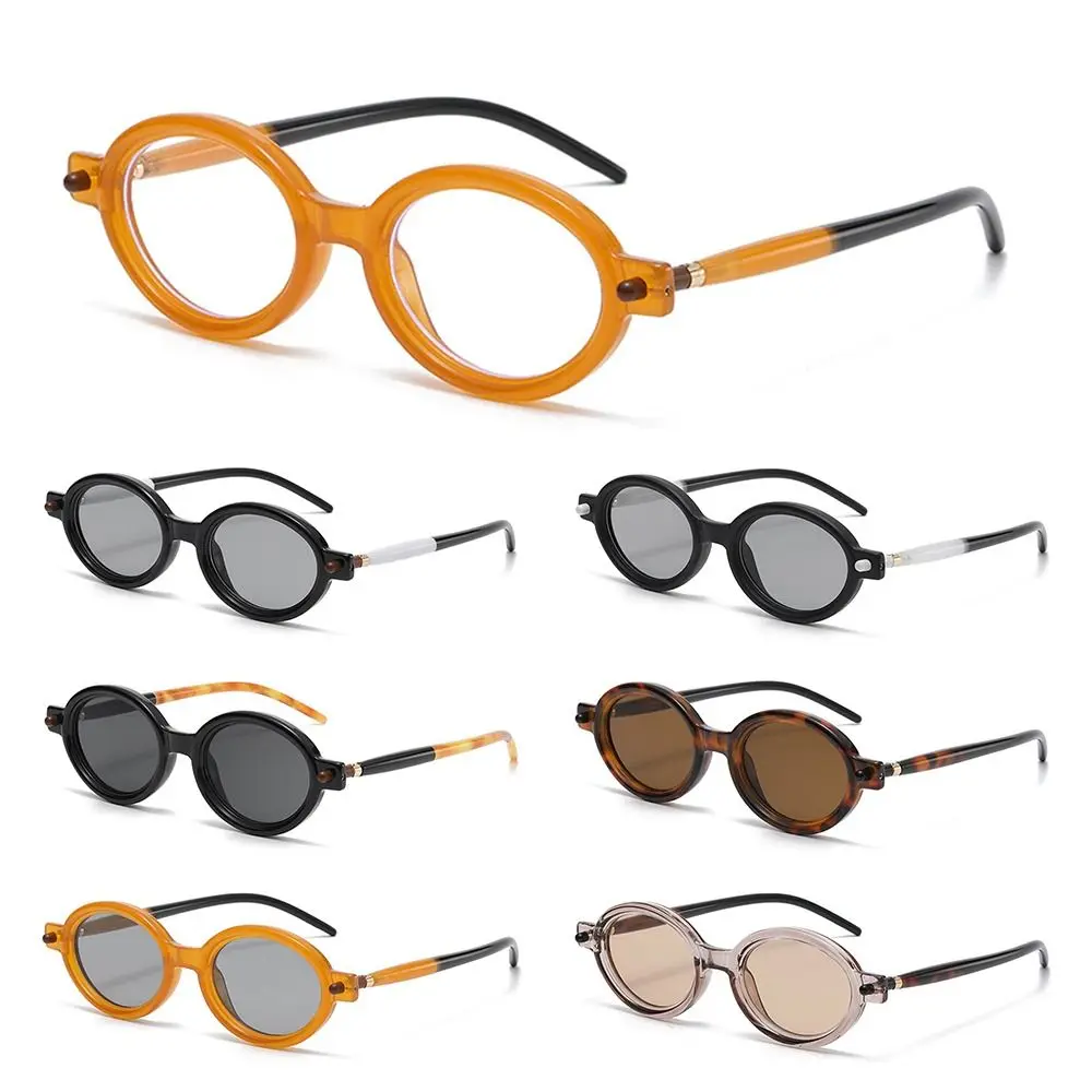 Fashion Small Oval Sunglasses Retro Literary Round Frame Sun Glasses Hip Hop Men's Shades Trendy Beach/Travel/Streetwear Glasses