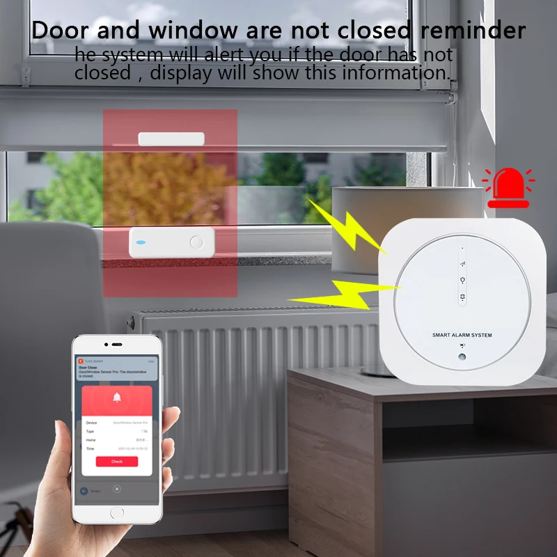 Vida inteligente sistema de alarme 433mhz segurança do assaltante em casa wi fi gsm tuya app sensor da porta pir detecção movimento sem fio chave