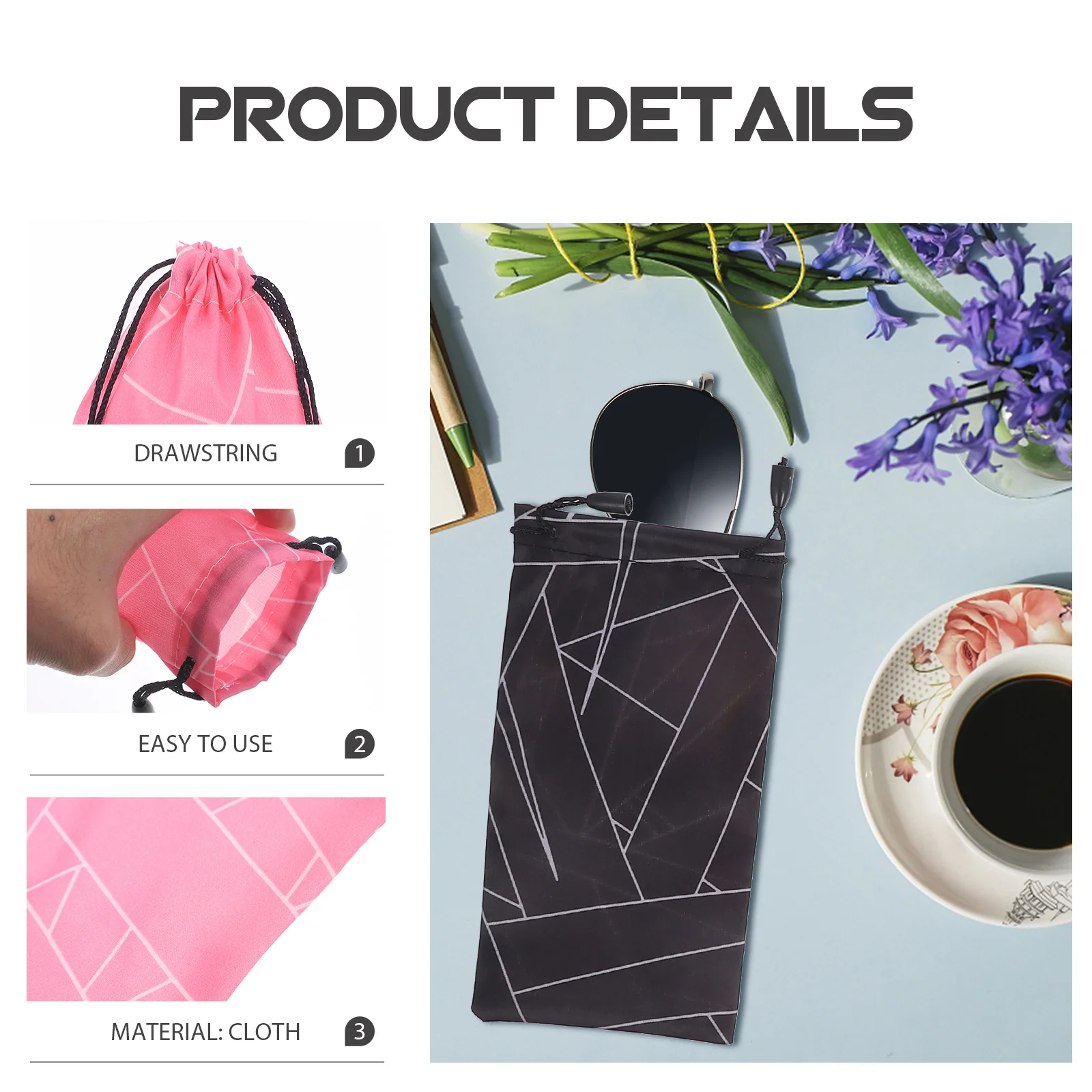 

5Pcs Drawstring Sunglasses Bags Wedding Favor Gift Bags Jewelry Storage Pouch Candy Holder Party Travel Eyeglasses Organizer