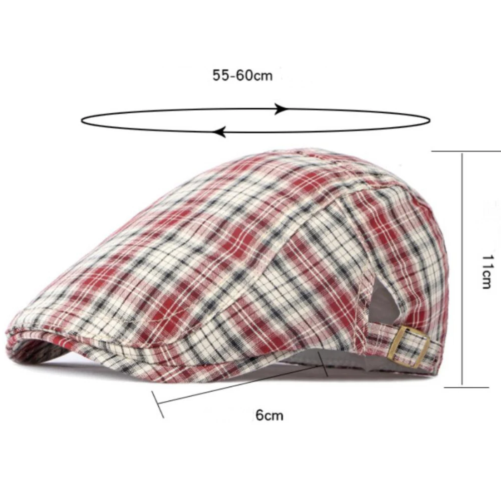 

HT4633 Mens Berets Women Retro Artist Painter Beret Hat Male Female Adjustable Ivy Flat Cap Unisex Spring Summer Plaid Beret Cap