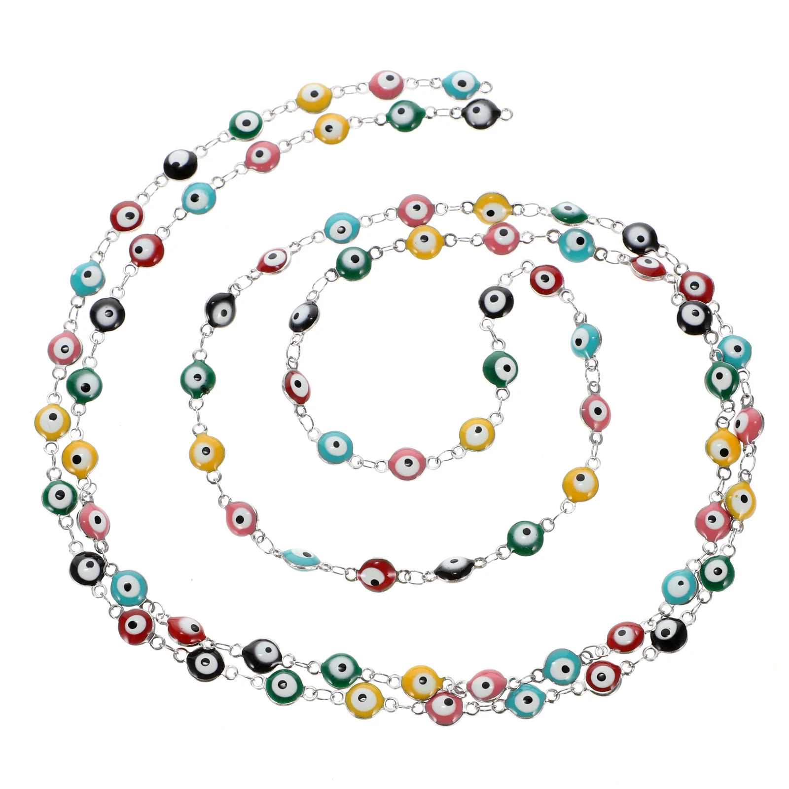 

1M Colorful Bead Chain Stainless Steel Anti-Rust Diy Jewelry Making Craft Beads For Bracelets Necklaces Evil Eye Charm Enamel