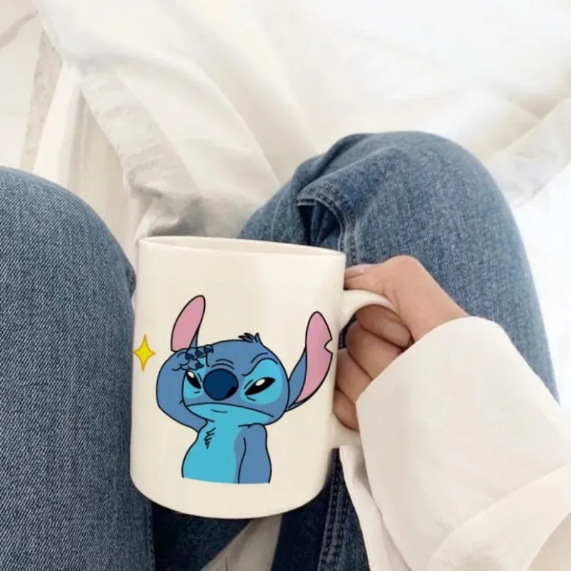 New Lilo & Stitch Ceramic Animated Mug Milk Water Cup Male and Female Couple Ins Style Girls Simple Personalized Cute Cup Gift