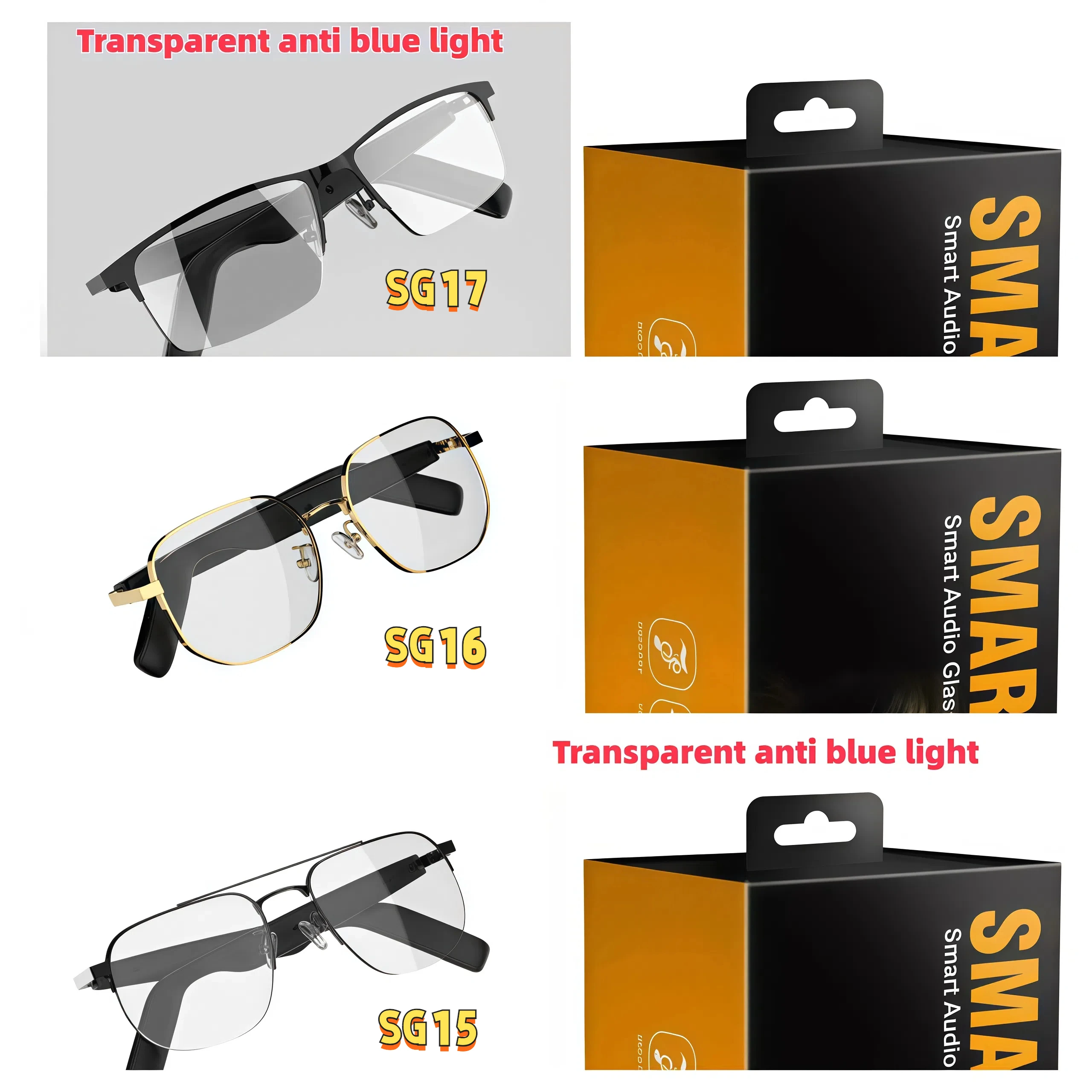 أنماط متعددة للاختيار من بينها مضادة للضوء الأزرق مع الاستماع إلى الموسيقى، وسماعات الرأس اللاسلكية، والنظارات الذكية للهاتف المحمول