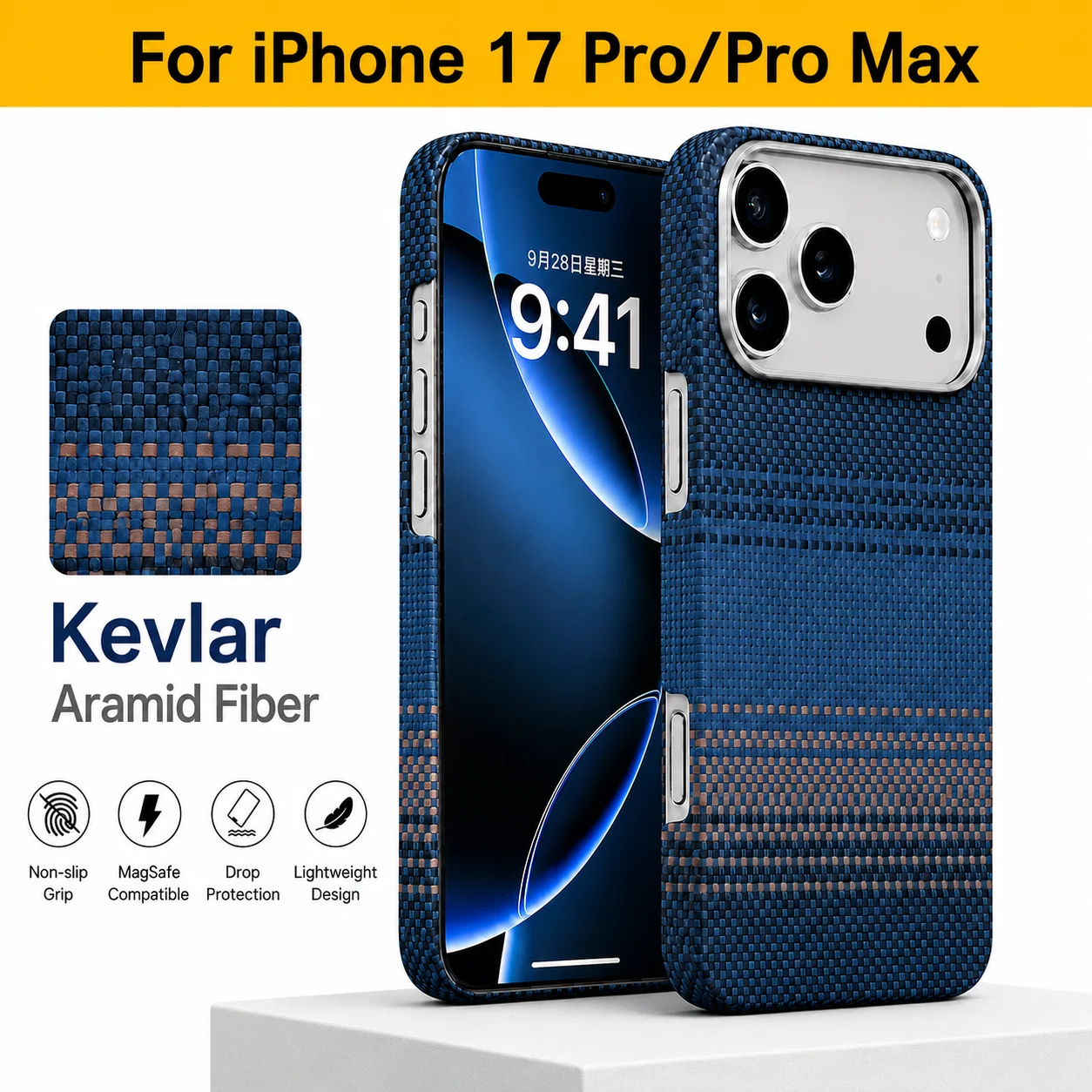 

100% Kevlar Aramid Carbon Fiber Case For iPhone 17 Pro Max 17Pro With Magsafe Luxury Cover Magnetic Ultra-Thin Phone Back Case