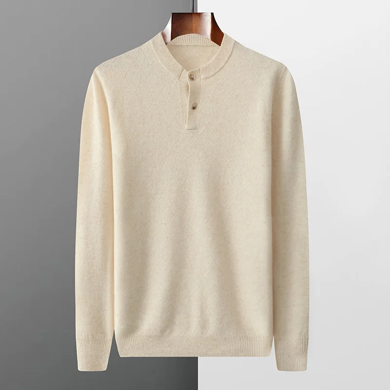 Autumn And Winter New Business Casual Sweater Men's 100% Pure Wool Solid Color Pullover Long Sleeve Knitted Cashmere Sweater