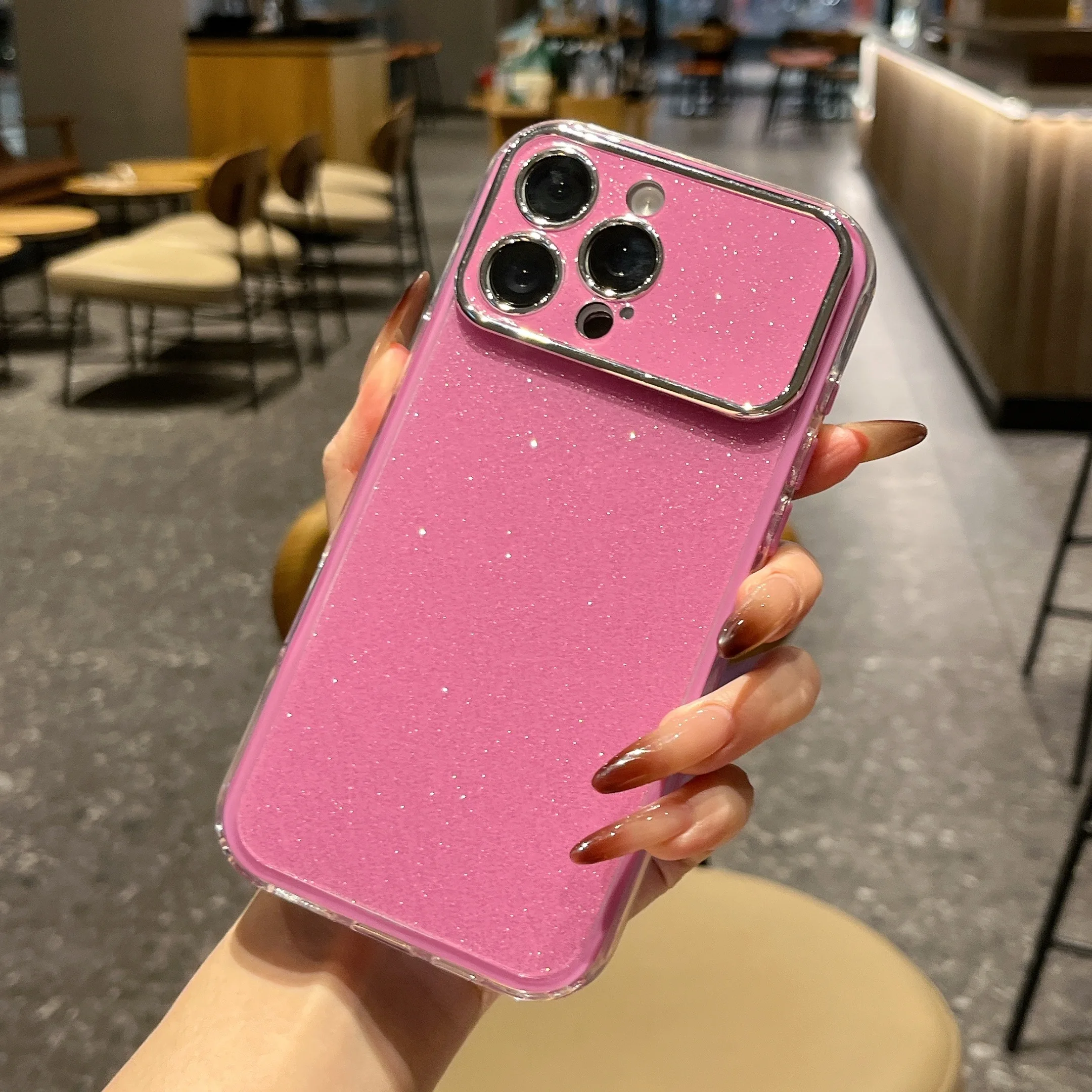 3-in-1 Color Glitter Large Window Airbag protection Phone case for iPhone 17 Air 16 15 14 Plus 13 12 11 Pro Max Shockproof Cover