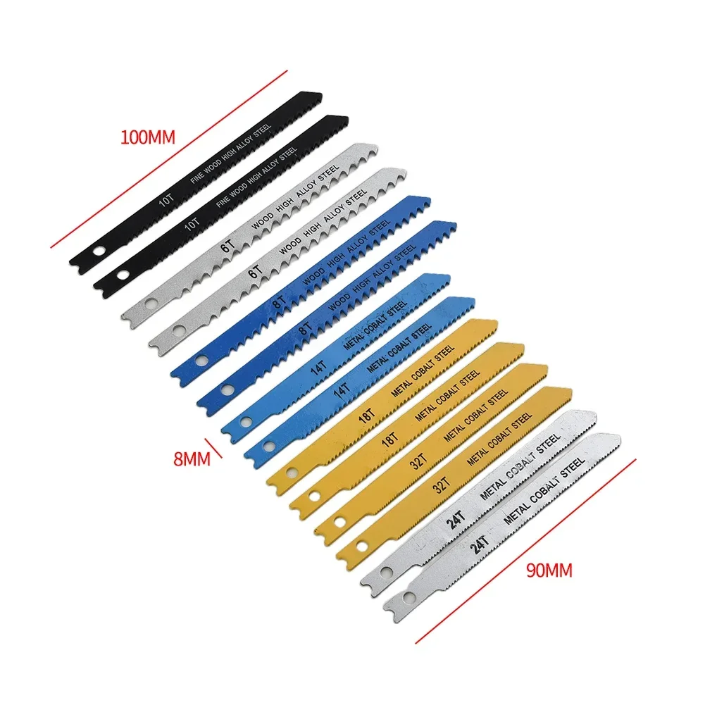 Imagem -02 - Assorted Jig Saw Blades Grupo U-shank Madeira Plástico Alumínio Folha Metais Ferramentas Manuais 14 Pcs