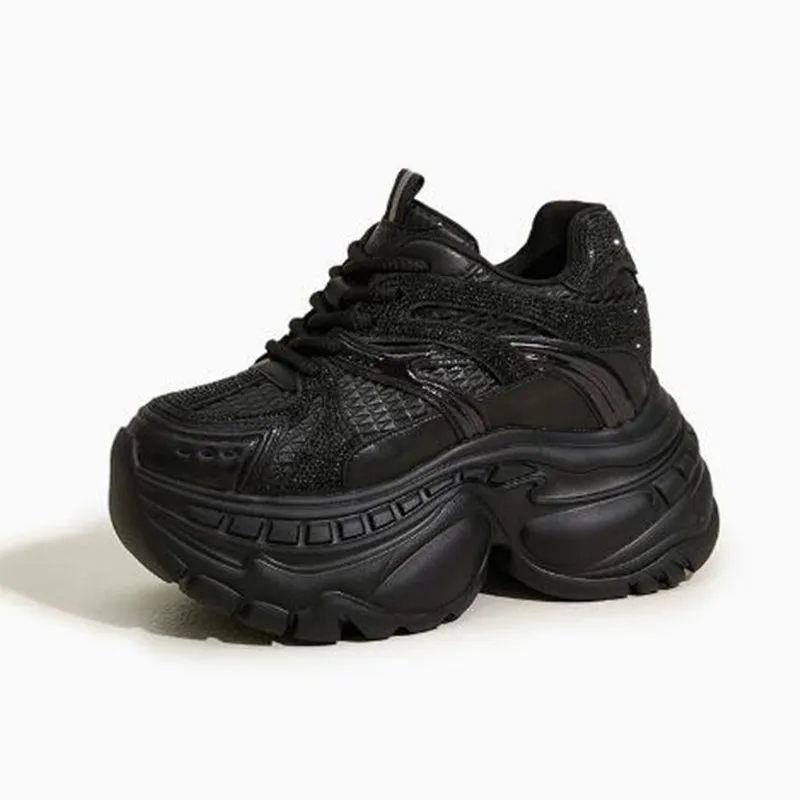 

Женские кроссовки на платформе из микрофибры с увеличенной подошвой 9 см, новинка осени 2026, со скрытым каблуком, дышащие повседневные спортивные туфли в стиле Dad Shoes