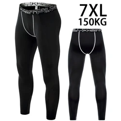 남성용 압박 팬츠 레깅스, 달리기 훈련, 스포츠 피트니스, 빠른 건조, 조깅용, 플러스 7XL, 6XL, 5XL, 150kg