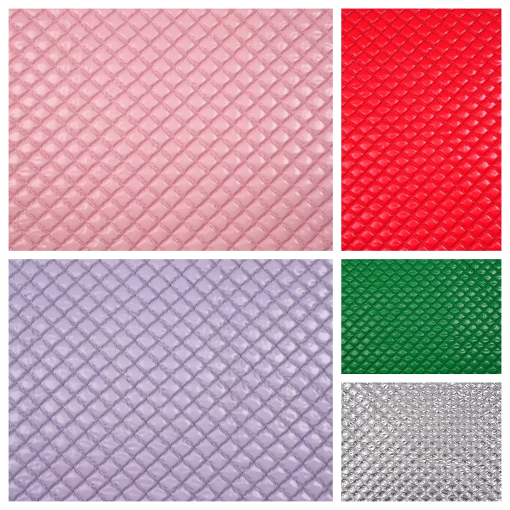 Tecido de Algodão Acolchoado Imitação PU com Padrão Quadriculado para Confecção de Bolsas, Artigos de Couro, Calçados, Chapéus, Roupas e Costura Artesanal DIY