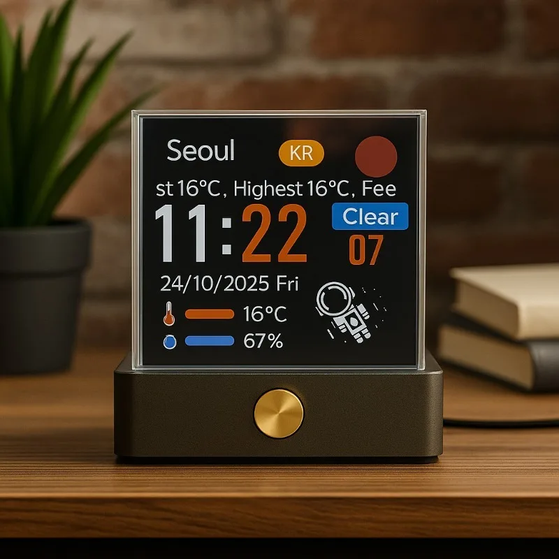 Creative Desk Clock Crystal Display Digital Clock Multifunctional Transparent Weather Stock Desktop Ornament Household Decor